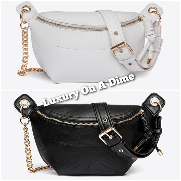 Grained Vegan Leather Purse Crossbody Shoulder Sling Bag Belt Waist Fanny Pack - Picture 1 of 14